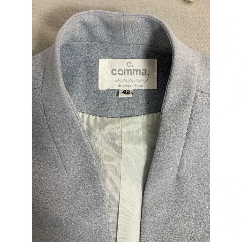 C Comma Vintage Gray Blue Dress Suit 42/44‎ Made Buenos Aires Classy Rare